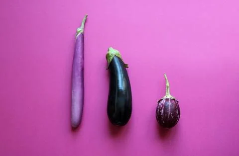 Different types of eggplants (aubergine)	 Stock Photos