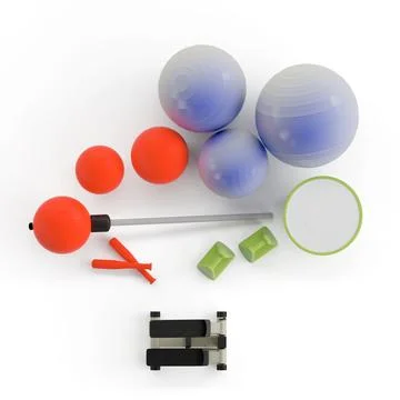 A different types of exercise tools, 3d rendering Stock Illustration