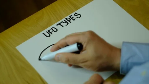 Different types of extraterrestrial flying vehicles drawn on paper Stock-Footage 129720479