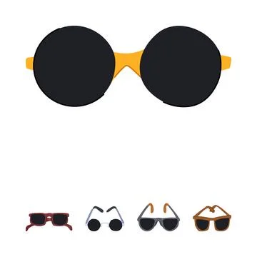 Different types of eyewear and sunglasses for vision Stock Illustration