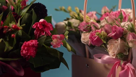 Different types of flower bouquets. Stock Footage 318581780