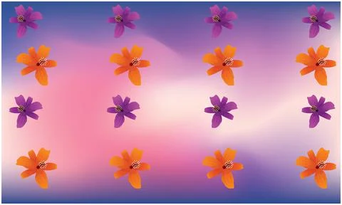 Different types of flowers on abstract dark background Stock Illustration