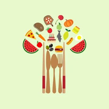 Different types of food Stock Illustration