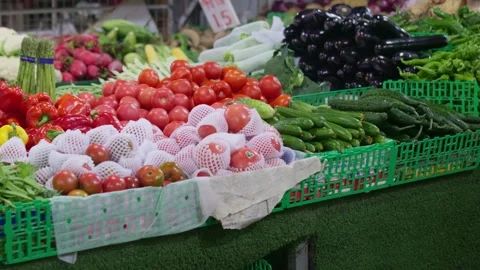 Different types of fresh fruit and vegetables Stock Footage 322776088