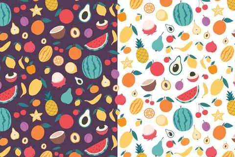 Different types of fruits vector pattern and colorful for all over print on.. Stock Illustration