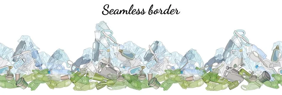 Different types of garbage in the form of mountains. Stock Illustration