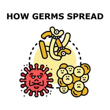 Different types of germs spreading infection concept Stock Illustration
