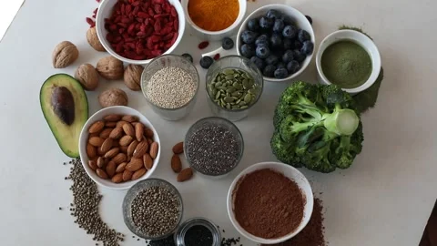 Different types of grains and cereals . View from above Видео 322741019