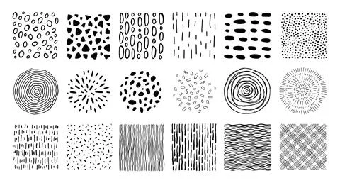 Different types of hatching, patterns vector Stock Illustration