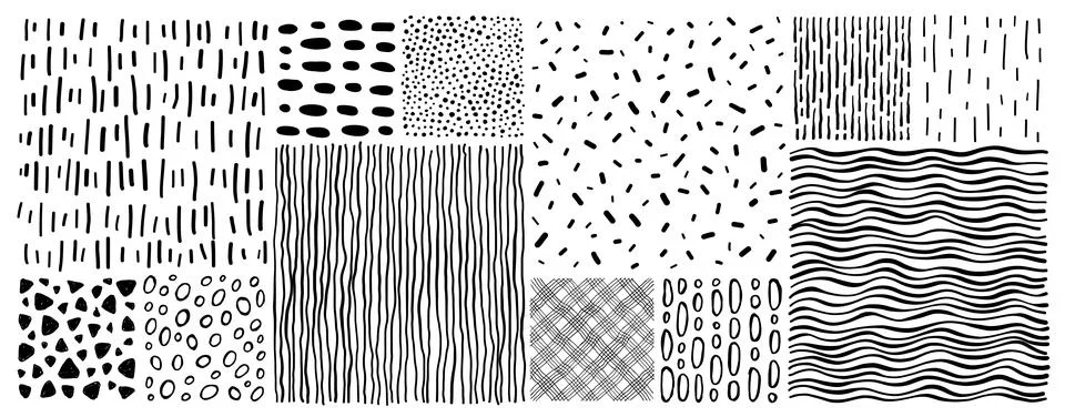 Different types of hatching, patterns vector Stock Illustration