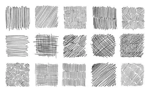 Different types of hatching in pencil, pen Stock Illustration