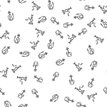 Different Types Of Hookah Seamless Pattern Vector Stock Illustration