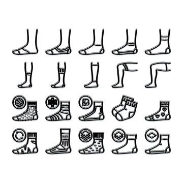 Different types of hosiery and socks icons Stock Illustration