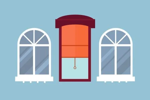 Different types house windows elements isolated set flat style frames domestic Illustrazione stock