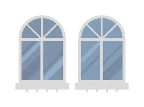Different types house windows vector elements isolated on white background Stock Illustration