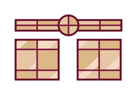 Different types house windows vector elements isolated on white background 스톡 일러스트