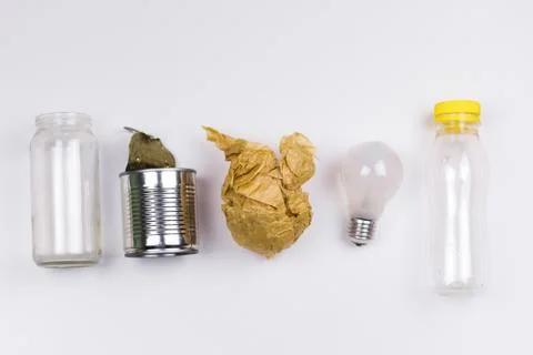 Different types of household garbage top view Stock Photos