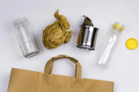 Different types of household garbage top view Stock Photos