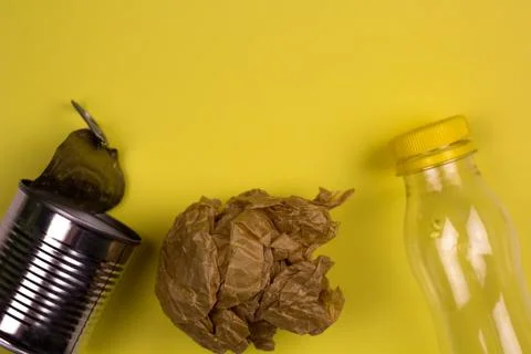 Different types of household garbage top view Stock Photos