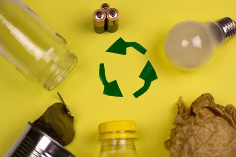 Different types of household garbage top view Stock Photos