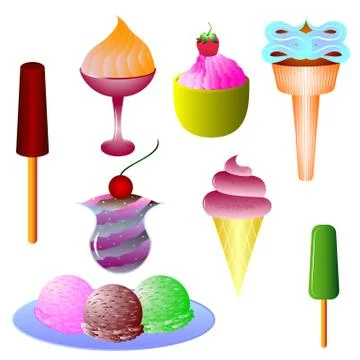 Different types of  ice cream Stock Illustration