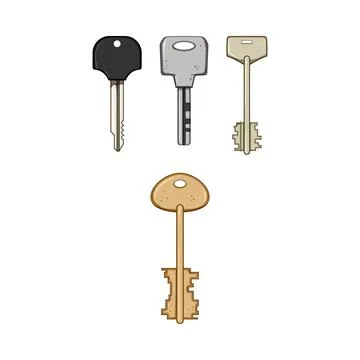 Different types of keys illustrating security access solutions Stock Illustration