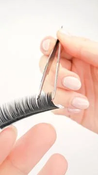 Different types of lashes for classic, volume, and hybrid extensions. Stock Photos