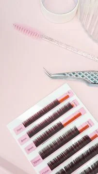 Different types of lashes for classic, volume, and hybrid extensions. Stock Photos