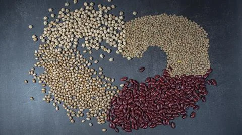Different types of legumes Stock Photos