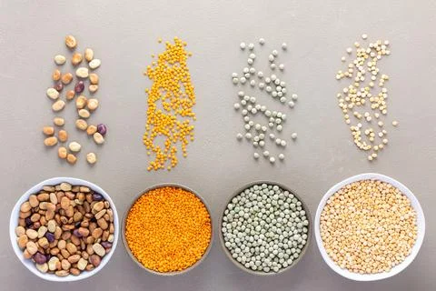 Different types of legumes Stock Photos