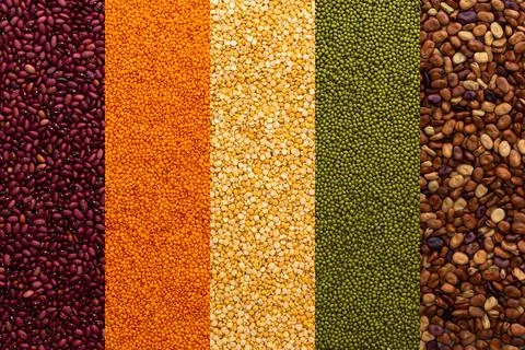 Different types of legumes Stock Photos