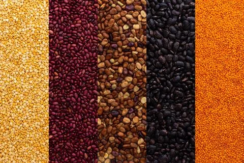 Different types of legumes Stock Photos