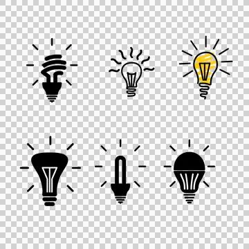 Different Types of Light Bulbs doodle style vector illustrations Stock Illustration