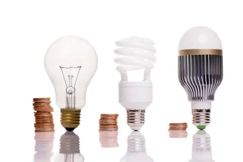 Different types of light bulbs Stock Photos