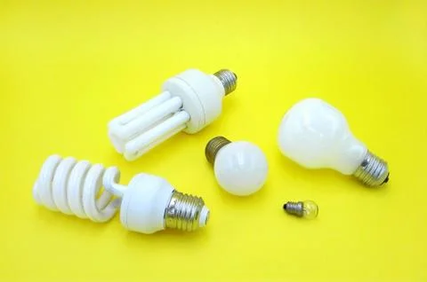 Different Types of Light Bulbs Stock Photos