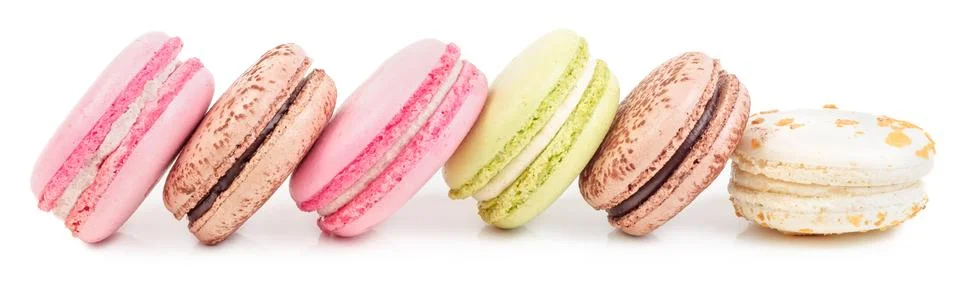 Different types of macaroons isolated Stock Photos