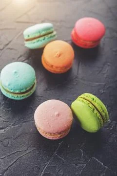 Different types of macaroons Stock Photos