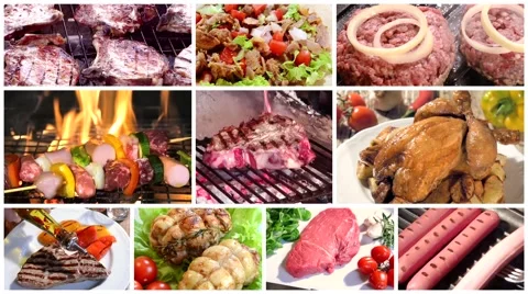 Different types of meat, montage 库存影片 46781970