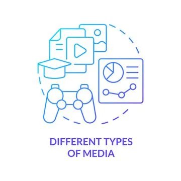 Different types of media blue gradient concept icon Stock Illustration