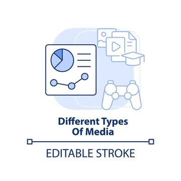Different types of media light blue concept icon Stock Illustration