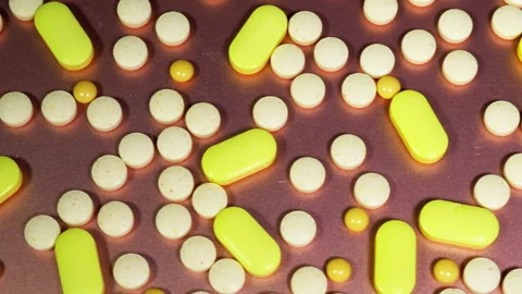 Different types of medication pills / tablets. Video stock 225484943