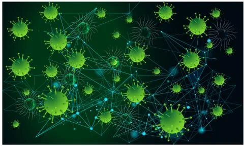Different types of natural virus on digital background Stock Illustration