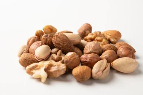 Different types of nuts Stock Photos
