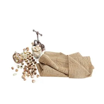 Different types of nuts on a white surface, 3d rendering Stock Illustration