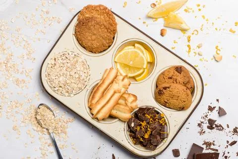 Different types of oatmeal cookies 스톡 사진