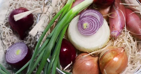 Different types of onions. Rotate Stock Footage 147665956