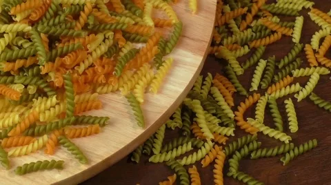 Different types of pasta on cutting board Stock Footage 58945008