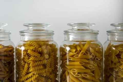 Different types of pasta in a jar Stock Photos