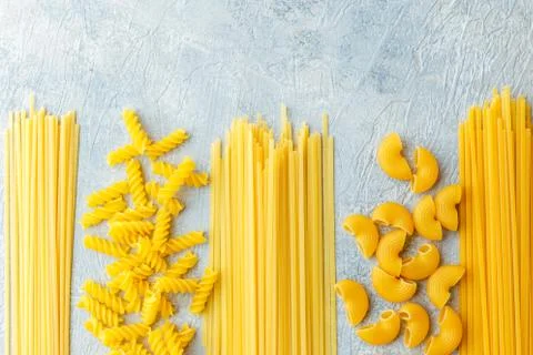 Different types of pasta Stock Photos