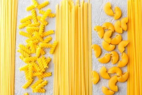 Different types of pasta Stock Photos